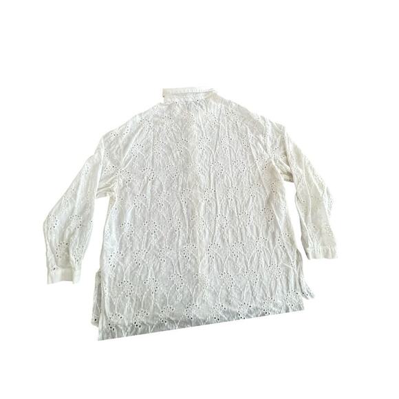Adrianna Papell White Eyelet Button-Up Blouse Women’s XL - Picture 3 of 9